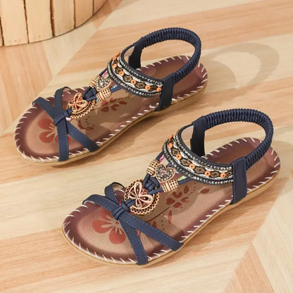 Elegante platte sandalen met vlindermotief en steentjes voor vrouwen