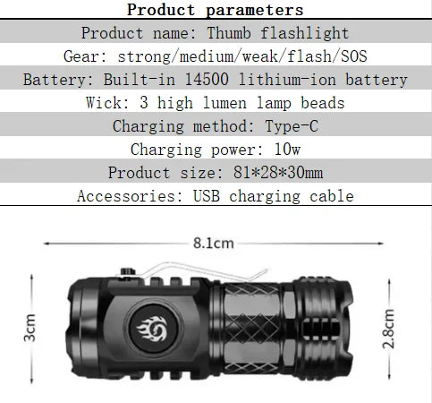 Drie-ogige Monster Mini Flash Super Power Zaklamp