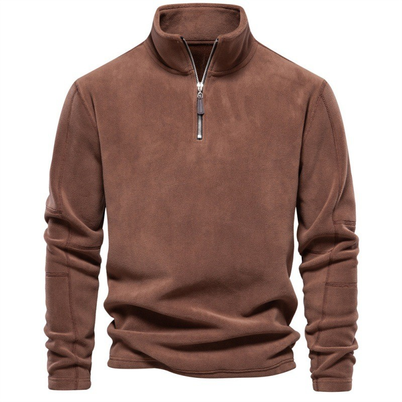 Joshua | Fleece trui met kwart rits