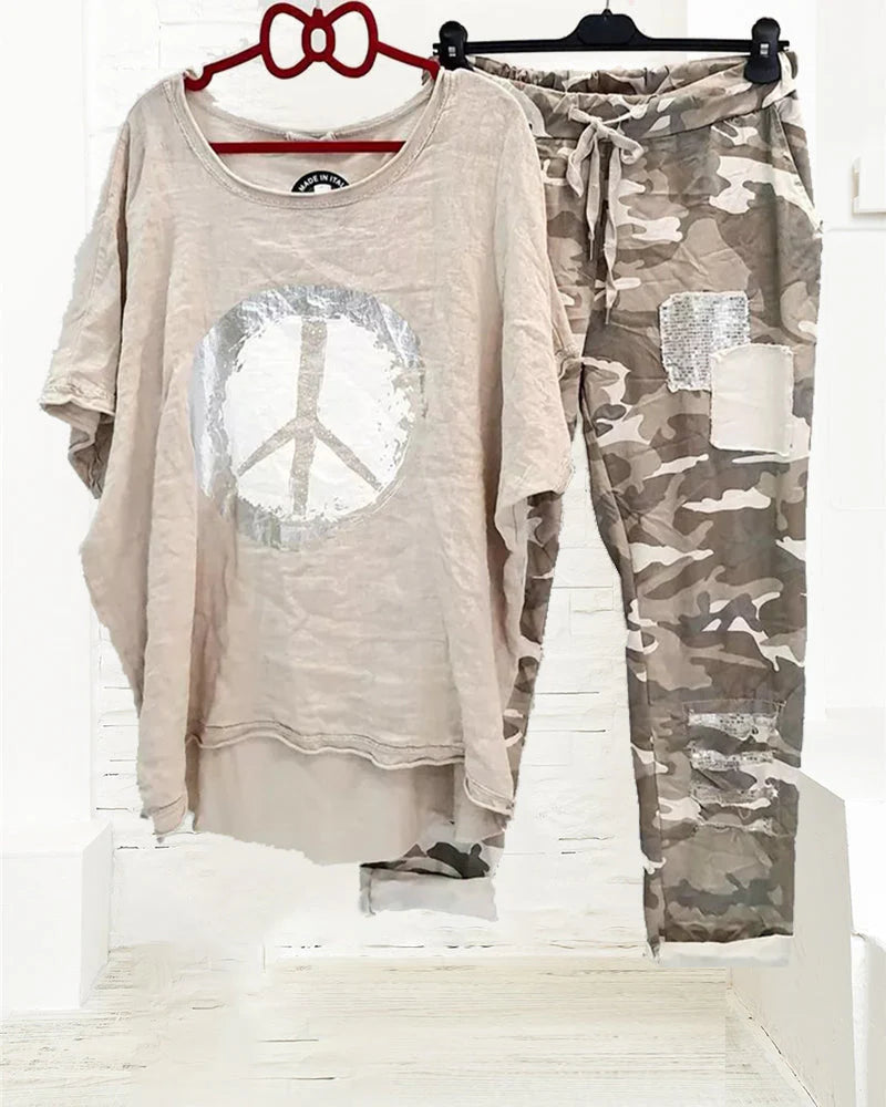 T-shirt en Broekset met Camouflageprint