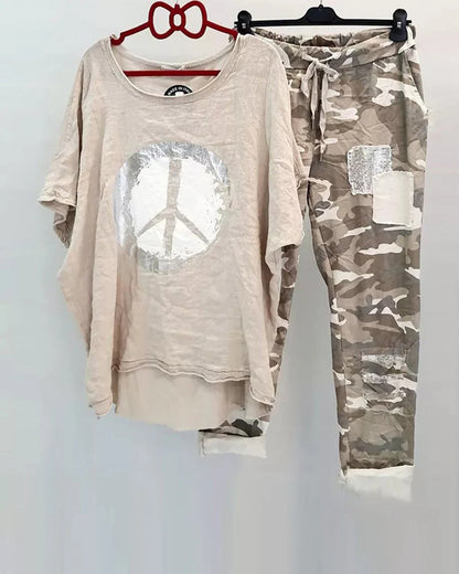 T-shirt en Broekset met Camouflageprint